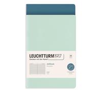 LEUCHTTURM1917 372390 Jottbook (A5), 2 Stück, with Flex Cover, Double Pack, Mint Green and Stone Blue, Ruled