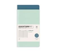 LEUCHTTURM1917 372401 Jottbook A6, 59 Numbered Pages, Pack of 2, Mint Green and Stone Blue, Ruled