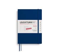 LEUCHTTURM1917 372501 Weekly Calendar & Notebook Medium (A5) 2026, 12 Months, Soft Cover, Navy, German