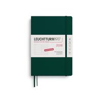 LEUCHTTURM1917 372523 Weekly Calendar & Notebook Dotted Medium (A5) 2026, 12 Months, Forest Green, German