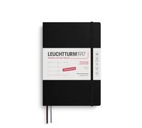 LEUCHTTURM1917 372555 Weekly Planner Medium (A5) 2026, 12 Months, Soft Cover, Black, German