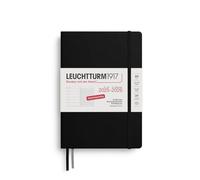LEUCHTTURM1917 372615 Weekly Calendar & Notebook Medium (A5) 2026, 18 Months 07.2025-12.2026, Hardcover, Black, German