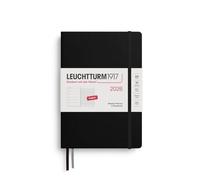 LEUCHTTURM1917 372650 Weekly Planner & Notebook Medium (A5) 2026 Hardcover, 12 Months, Black, English