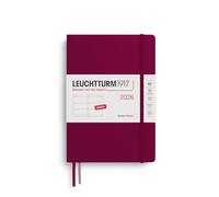 LEUCHTTURM1917 372708 Weekly Planner Medium (A5) 2026, 12 Months, Port Red, English