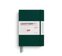 LEUCHTTURM1917 372783 Daily Planner Dotted Medium (A5) 2026, 12 Months, Forest Green, English