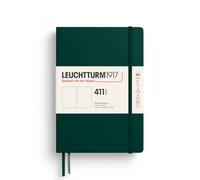 LEUCHTTURM1917 372927 Notebook 411 Medium (A5), Hardcover, 411 Numbered Pages, Forest Green, Plain, More Thoughts, More Ideas, More Memories, More Pages