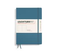 LEUCHTTURM1917 Composition Notebook B5 Hardcover, Stone Blue, Plain | 219 numbered pages, acid-free, thread-bound, opens flat, table of contents, Bullet Journal