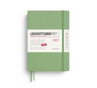 LEUCHTTURM1917 Day to a Page Diary 2027 Medium A5, Sage, English | One page per day with hourly grid 7:00-22:00, 464 pages, 80 gsm acid-free, Hardcover