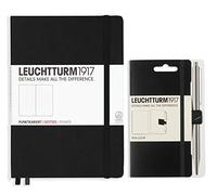 Leuchtturm1917 Hardcover A5 Medium | Dotted Notebook | Black with Matching Pen Loop