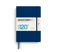 LEUCHTTURM1917 Notebook A5, 120 GSM, Hardcover, Marine | Plain, 203 numbered pages, thread-bound, opens flat, 2 ribbon bookmarks, expandable pocket, acid-free