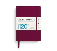 LEUCHTTURM1917 Notebook A5, Edition 120, 120 GSM, Port Red, Plain | 203 numbered pages, table of contents, 2 ribbon bookmarks, expandable pocket, thread-bound, opens flat, acid-free
