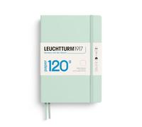 LEUCHTTURM1917 Notebook A5 Edition 120, Hardcover, Mint Green | plain, 203 numbered pages, thread-bound, opens flat, 2 ribbon bookmarks, table of contents, elastic closure