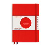 LEUCHTTURM1917 Notebook A5 Hardcover, Dotted, Red, Bauhaus Edition | 251 numbered pages, 80 gsm cream paper, thread-bound, opens flat, 2 ribbon bookmarks, expandable pocket, acid-free