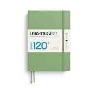 LEUCHTTURM1917 Notebook A5 Hardcover, Edition 120, Plain, Sage | 120 gsm paper, 203 numbered pages, thread-bound, opens flat, table of contents, expandable pocket, 2 ribbon bookmarks