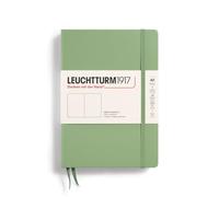 LEUCHTTURM1917 Notebook A5 Hardcover Sage Plain, 251 Pages | numbered pages, acid-free, thread-bound, opens flat, ribbon bookmark, expandable pocket, elastic closure