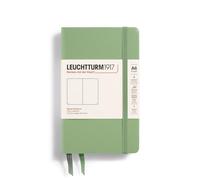 LEUCHTTURM1917 Notebook A6, Hardcover, Plain, Sage | 187 numbered pages, thread-bound, opens flat, table of contents, 2 ribbon bookmarks, expandable pocket