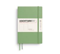 LEUCHTTURM1917 Notebook B6+ Hardcover Sage Plain, 125x190 mm | 219 numbered pages, thread-bound, opens flat, 2 ribbon bookmarks, expandable pocket, elastic closure