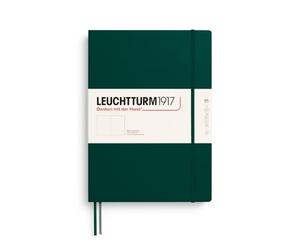 LEUCHTTURM1917 Notebook Master Classic A4+ Hardcover, Forest Green | 235 numbered pages, Plain, thread-bound, opens flat, 2 ribbon bookmarks, expandable pocket