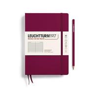 Leuchtturm1917 Hardcover Notebook, Ruled A5, Hardback Cover with Strap, Port Red
