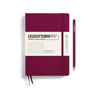 LEUCHTTURM1917 Notebook Medium A5 Hardcover, Dotted, Port Red | 251 numbered pages, table of contents, thread-bound, opens flat, 2 ribbon bookmarks, expandable pocket