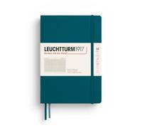 LEUCHTTURM1917 Notebook Medium A5 Hardcover, Pacific Green, Squared | 251 numbered pages, acid-free, table of contents, expandable pocket, 2 ribbon bookmarks