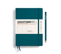 LEUCHTTURM1917 Notebook Medium (A5), Hardcover, Plain, Pacific Green | table of contents, 251 numbered pages, 2 ribbon bookmarks, expandable pocket, acid-free