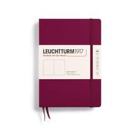 LEUCHTTURM1917 Notebook Medium A5 Hardcover, Plain, Port Red | 251 numbered pages, for Bullet Journal, thread-bound, opens flat, 2 ribbon bookmarks, acid-free
