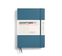 LEUCHTTURM1917 Notebook Medium A5 Hardcover, Stone Blue, Dotted | 251 numbered pages, thread-bound, opens flat, cream paper, 2 ribbon bookmarks, expandable pocket, sticker set