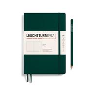 LEUCHTTURM1917 Notebook Medium A5 Softcover, Forest Green, Dotted | 123 numbered pages, table of contents, 2 ribbon bookmarks, expandable pocket, acid-free