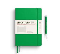 LEUCHTTURM1917 Notebook Medium A5, Squared, 251 Numbered Pages, Spring Leaf | Hardcover, thread-bound, opens flat, cream paper, 2 ribbon bookmarks, expandable pocket, acid-free