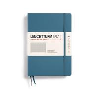 LEUCHTTURM1917 Notebook Medium A5, Squared, 251 Numbered Pages, Stone Blue | bound, Stone Blue, table of contents, thread-bound, opens flat, 80 gsm cream paper