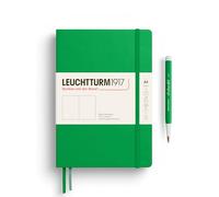 LEUCHTTURM1917 Hardcover Plain A5 Notebook - Spring Leaf, Thread-bound, Opens Flat
