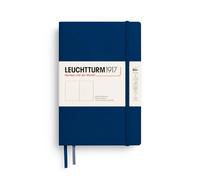 LEUCHTTURM1917 Notebook Paperback B6+, 219 Numbered Pages, Marine | Plain, 80 gsm cream paper, thread-bound, opens flat, 2 ribbon bookmarks, expandable pocket