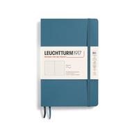 LEUCHTTURM1917 Notebook Paperback B6+, Softcover, Stone Blue, Dotted | table of contents, 123 numbered pages, thread-bound, opens flat, expandable pocket, Bullet Journal, acid-free