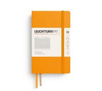 LEUCHTTURM1917 Notebook Pocket A6 Hardcover, Squared, Rising Sun | 187 numbered pages, table of contents, thread-bound, opens flat, expandable pocket, 2 ribbon bookmarks, elastic closure