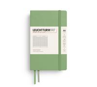 LEUCHTTURM1917 Notebook Pocket A6 Hardcover, Squared, Sage | 187 numbered pages, table of contents, acid-free, thread-bound, opens flat