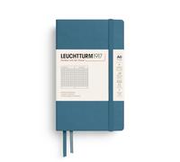 LEUCHTTURM1917 Notebook Pocket (A6), Hardcover, Squared, Stone Blue | 187 numbered pages, with table of contents, 80 gsm paper, acid-free, thread-bound, opens flat