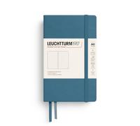LEUCHTTURM1917 Notebook Pocket A6, Hardcover, Stone Blue, Dotted | 187 numbered pages, thread-bound, opens flat, expandable pocket, 2 ribbon bookmarks, Bullet Journal
