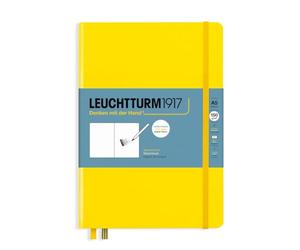 LEUCHTTURM1917 Sketchbook Medium (A5), Hardcover, 150 GSM, Lemon | Plain, 112 pages, thread-bound, opens flat, for pencil, Marker, charcoal, ink, pastel as well as chalk