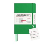 LEUCHTTURM1917 Week to View Diary & Notebook 2027, A5, Spring Leaf | Hardcover, acid-free, 144 pages, expandable pocket, German edition with school holidays