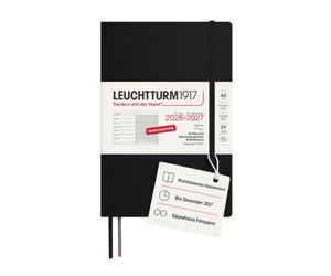 LEUCHTTURM1917 Weekly Calendar 2027 A5 with Notebook, Lined - Diary German, 18 Months July 2026 - December 2027, Black, Soft Cover, 210 x 145 mm, Week to View Left + Note Page Right