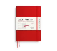LEUCHTTURM1917 Weekly Calendar 2027 Composition (B5) with Notebook - Diary German, Cherry, January-December 2027, Weekly Overview Left + Note Page Right