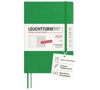 LEUCHTTURM1917 Weekly Calendar 2027 Medium (A5) with Notebook - Diary German, Spring Leaf, Soft Cover, January-December 2027, Weekly Overview Left + Note Page Right