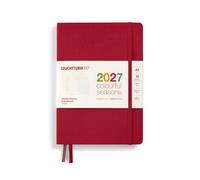 LEUCHTTURM1917 Weekly Calendar & Notebook Dotted Medium (A5) 2027, Colourful Seasons Red, English, Hard Cover, Calendar Overview 2026/2027/2028, Planning Overview 01.27-12.28, Project Planner, Folding