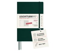LEUCHTTURM1917 Weekly Diary & Notebook 2027, A5, Softcover, Forest Green | acid-free, 80 gsm paper, 3-year overview, expandable pocket, school holidays