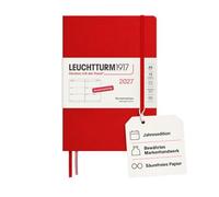 LEUCHTTURM1917 Weekly Planner 2027 Medium (A5) - German, Cherry, Hardcover, 145 x 210 mm, 12 Months - January-December 2027, 1 Week per Double Page, 80 g/m² Paper with High Ink Compatibility