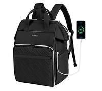 Leudes Knitting Bag Backpack, Yarn Storage Organizer Large Crochet Bag Tote with USB Charging Port Fits 15.6 Inch Laptop Yarn Holder Case for Knitting Needles(up to 14”) and Crochet Hooks Black