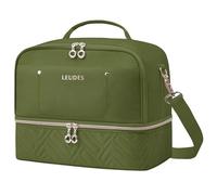 Leudes Nail Polish Organizer and Storage Holder 42 Bottles&Manicure Kit &Nail Lamp,Nail Stuff Bag Organizer Travel Case for Nail Tech Supplies Accessories Manicure Tools, Army Green, Simplicity