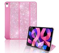 Leuhiove for iPad Air 11 Inch Case 7th/6th Generation (M3/M2) 2025/2024,for iPad Air 5th/4th Generation Case 10.9 Inch 2022/2020,Bling Sparkle Glitter Stand Cover，Touch ID Auto Wake/Sleep (Pink)