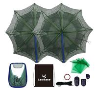 Leukate Collapsible Fishing Bait Minnow Trap - Durable Fish Trap Net for Minnow, Crab, Crayfish, Shrimp Fish Trap Net - Designed for Minnows and Beyond (Blue, 8-Hole-2Pic)